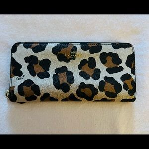 Coach Leather Ocelot-Print Accordion Zip Wallet